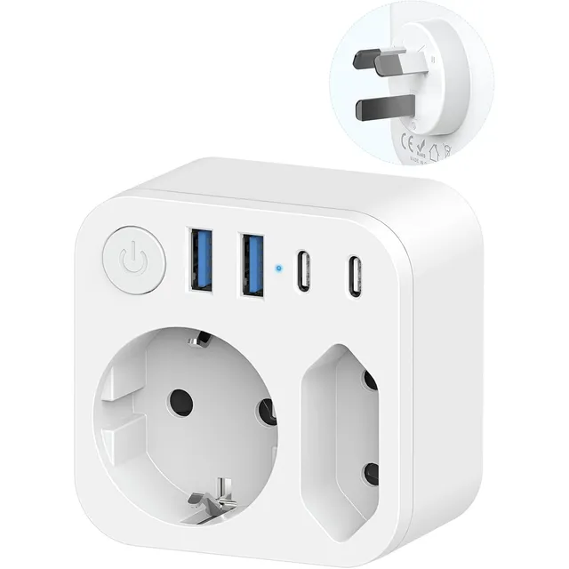 SUDEERY Reiseadapter mit 4 USB – EU → Australien