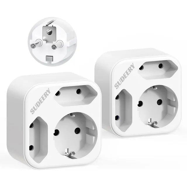 SUDEERY Steckdosenadapter 3-fach – Weiß · 2er-Pack