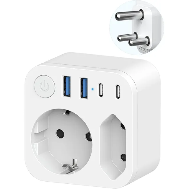 SUDEERY Reiseadapter mit 4 USB – EU → Südafrika